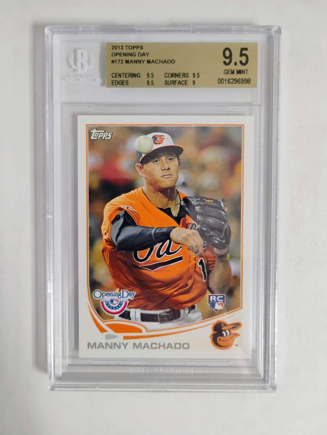 2013 Topps Opening Day Baseball Manny Machado Rookie BGS 9.5