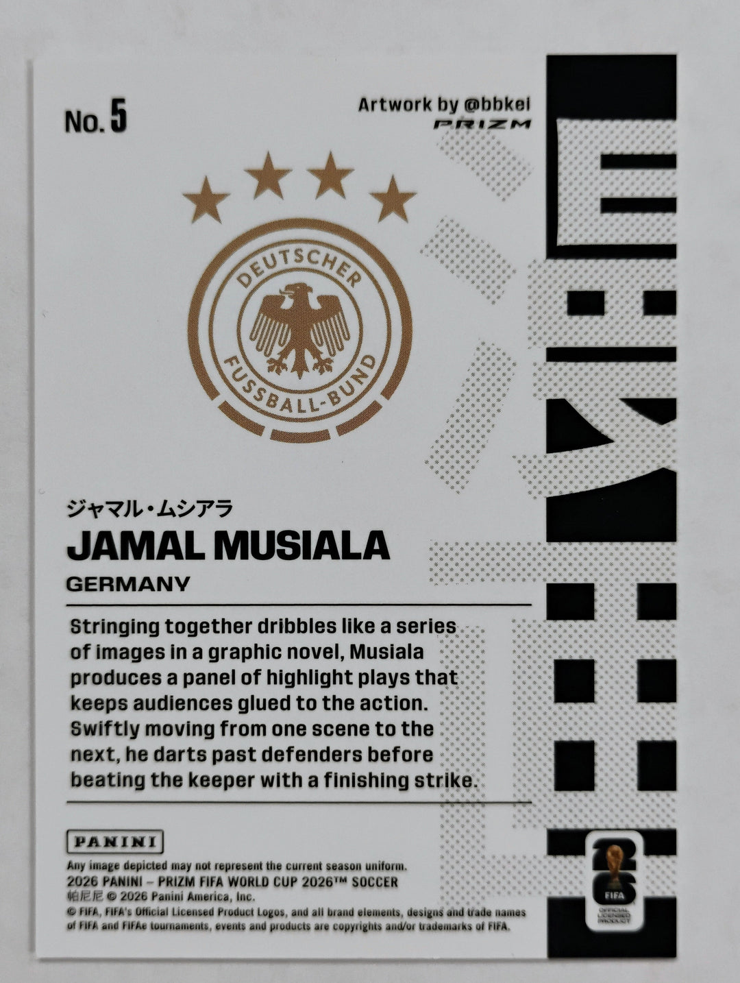 2026 Panini Prizm World Cup  Soccer Jamal Musiala #5 Manga Prizm