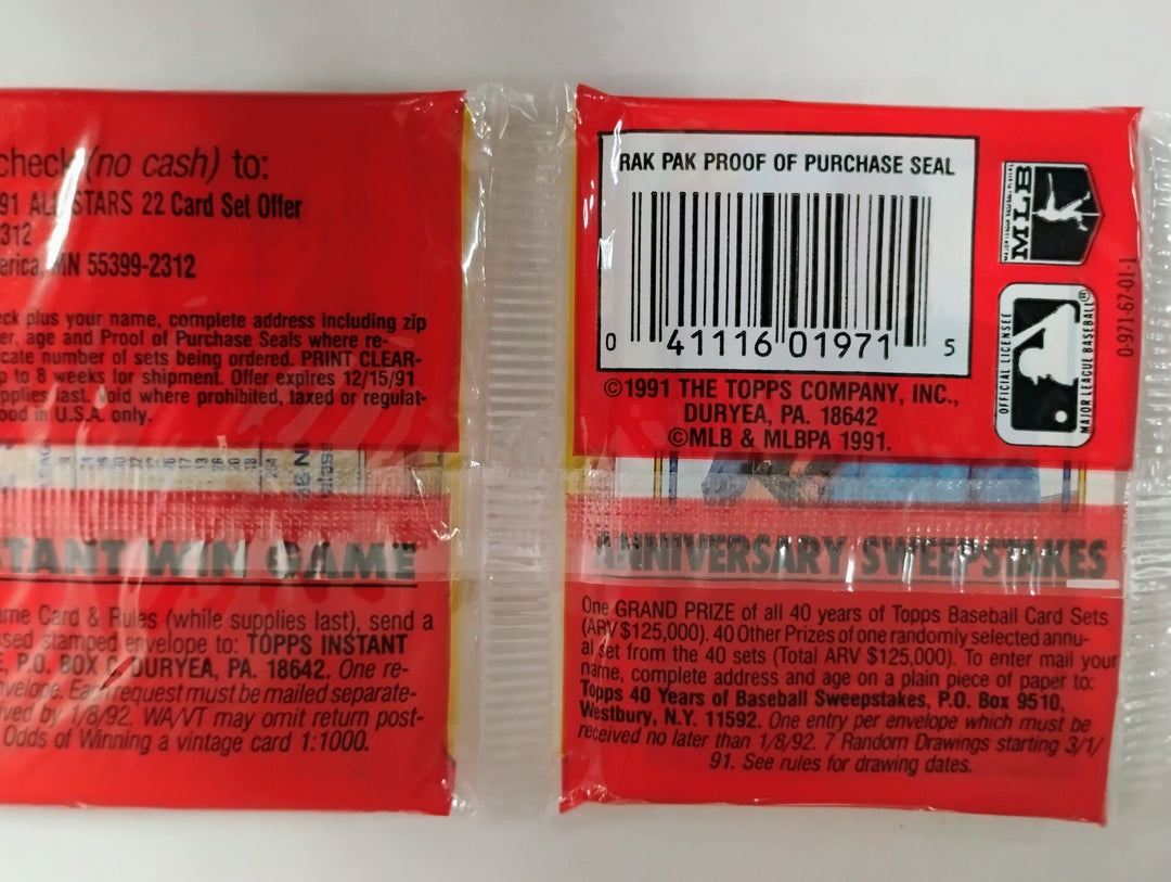 1991 Topps Baseball Rack Pack