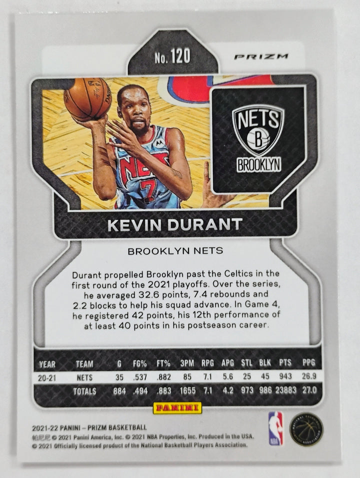 2023-22 Panini Prizm Basketball Kevin Durant #120 Silver Prizm