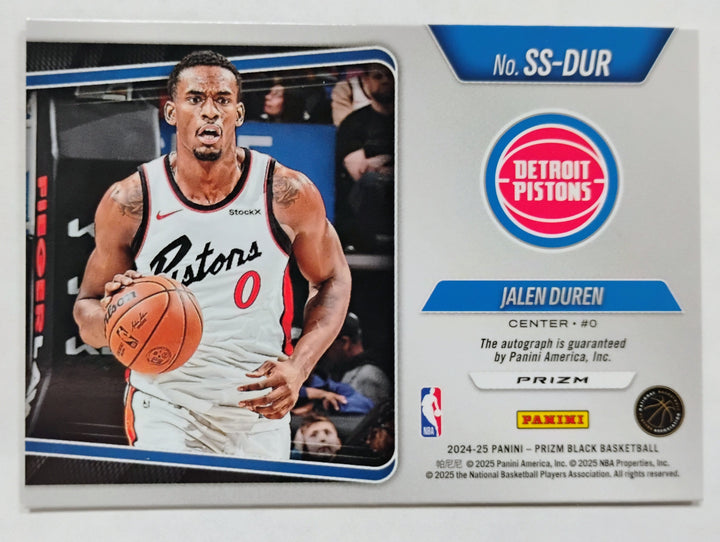 2024-25 Panini Prizm Black Basketball Jalen Duren #SS-DUR Sensational Signatures Prizm