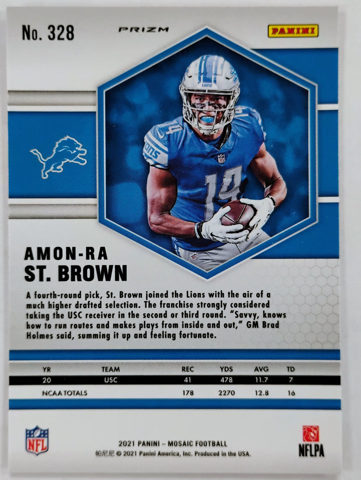 2021 Panini Mosaic Football Amon-Ra St. Brown #328 Orange Prizm