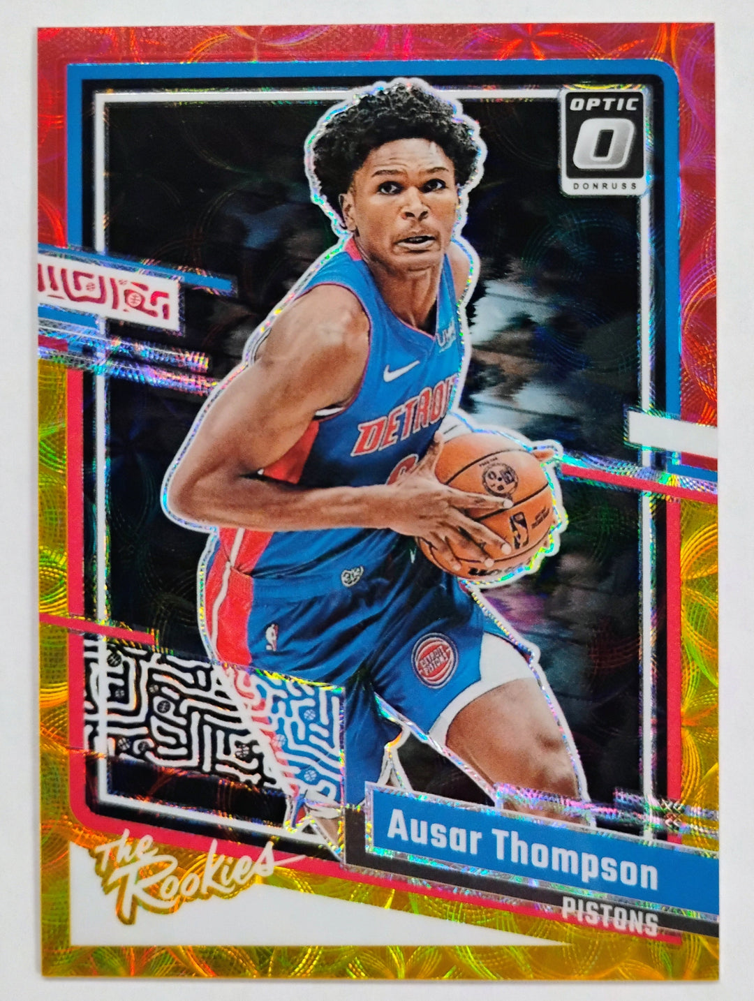 2023-24 Donruss Optic Basketball Ausar Thompson #5 The Rookies Red/Yellow Hyper Prizm /99