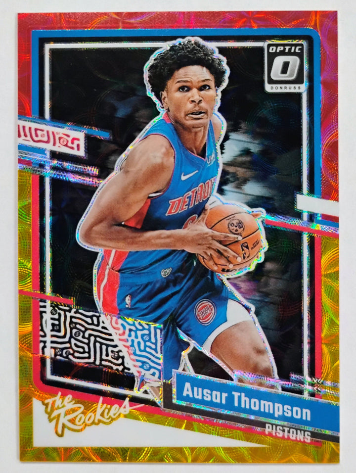 2023-24 Donruss Optic Basketball Ausar Thompson #5 The Rookies Red/Yellow Hyper Prizm /99