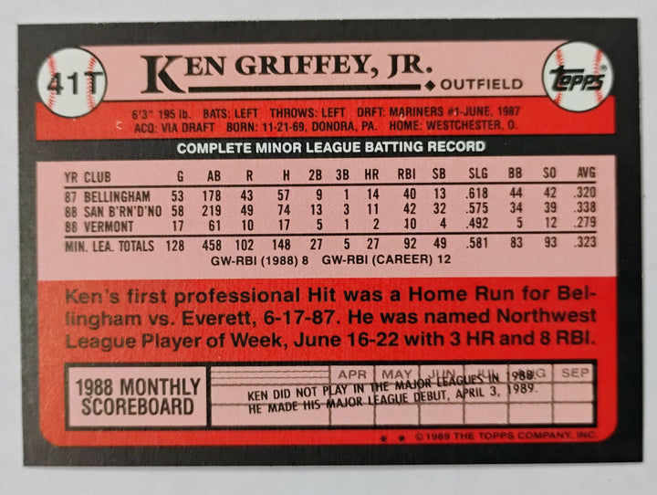 1989 Topps Traded Baseball Ken Griffey Jr. #41T