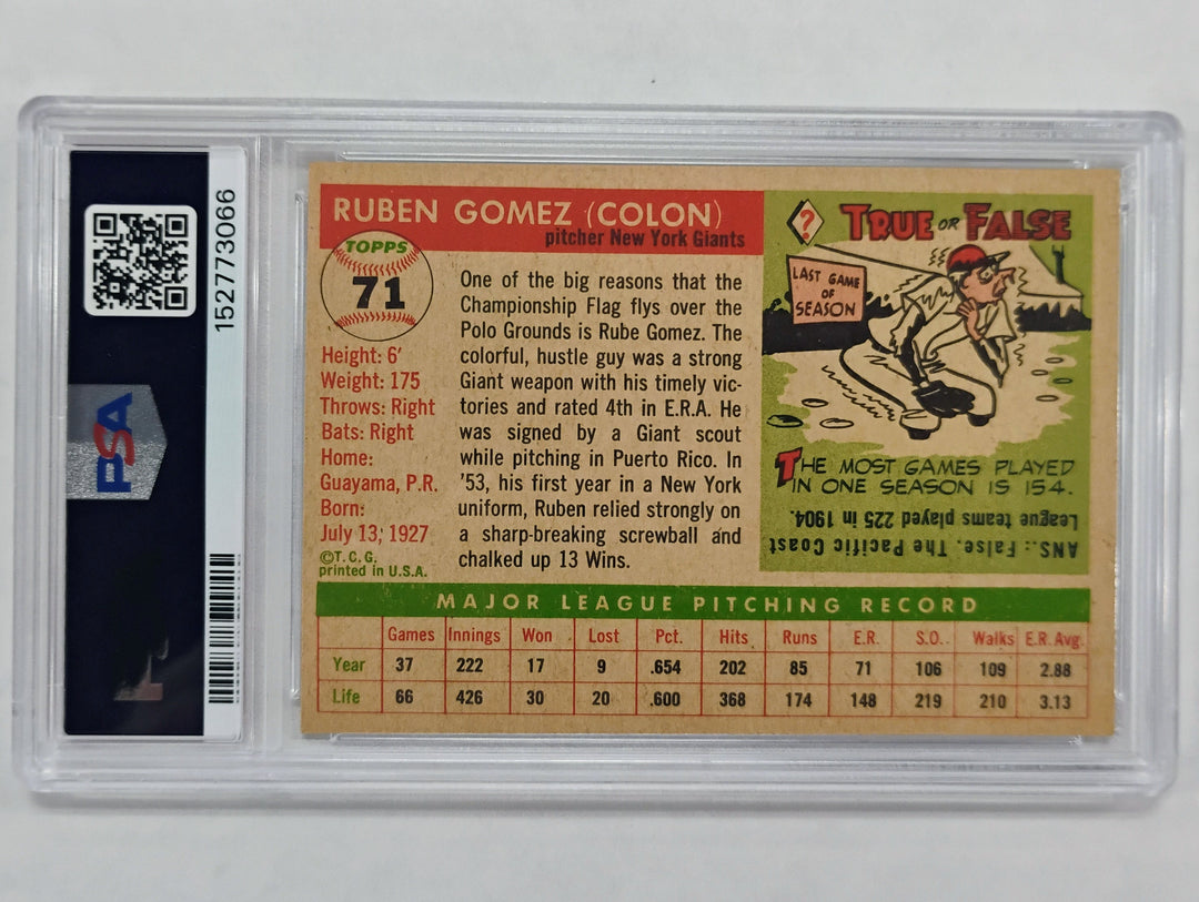 1955 Topps Baseball Ruben Gomez #71 PSA 7 NM