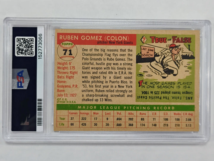 1955 Topps Baseball Ruben Gomez #71 PSA 7 NM