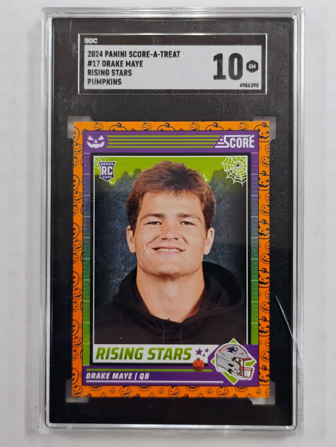 2024 Panini Score-A-Treat Drake Maye #17 Rising Stars Pumpkins SGC 10