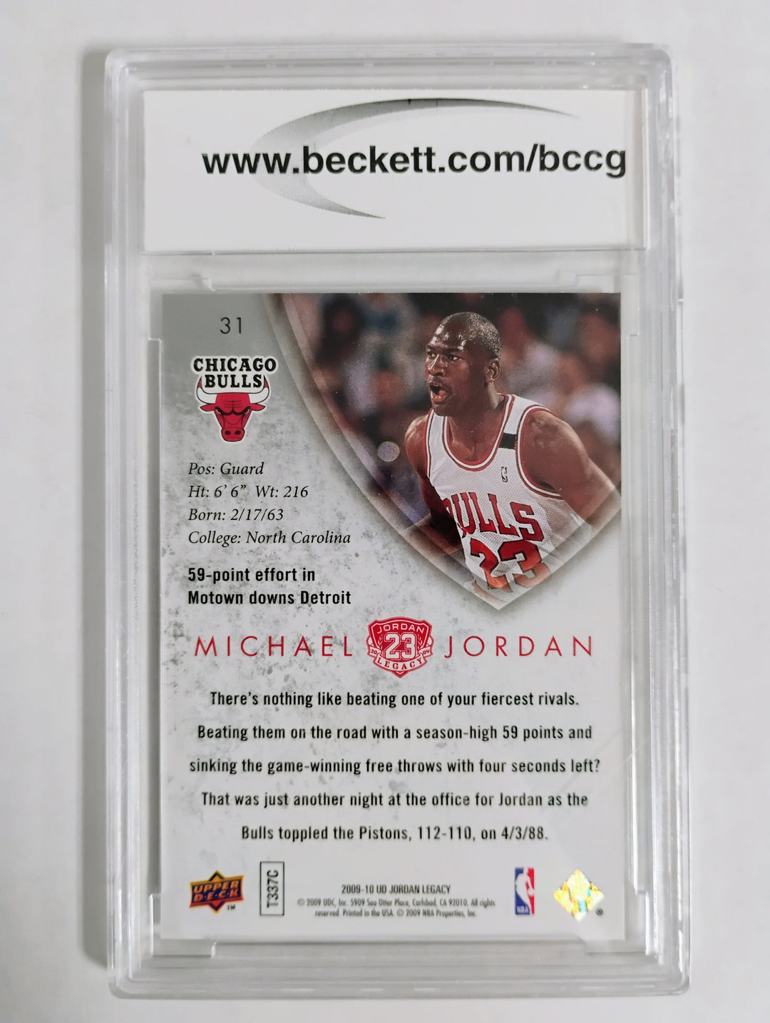 2009-10 Upper Deck Basketball Michael Jordan MJ Legacy Collection Gold #31 BCCG 10
