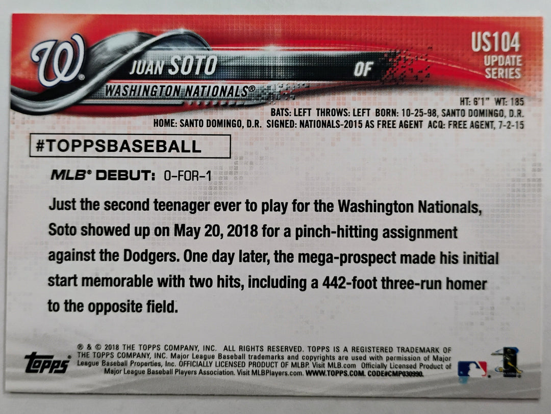 2018 Topps Update Baseball Juan Soto RC #US104