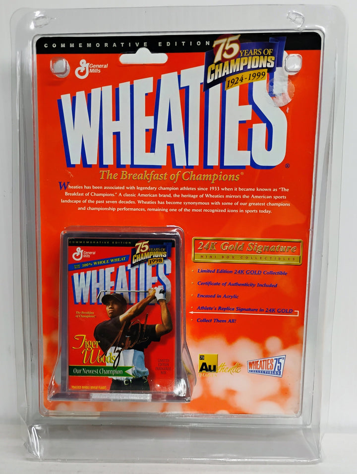 1999 Wheaties 75 Years Of Champions 1924-1999 Tiger Woods 24K Gold Signiture Series