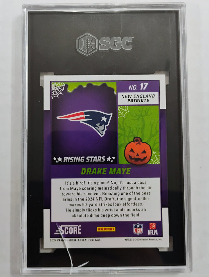 2024 Panini Score-A-Treat Drake Maye #17 Rising Stars Pumpkins SGC 10