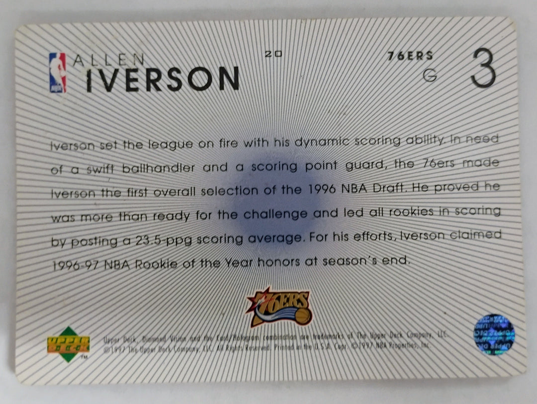 1996-97 Upper Deck Diamond Vision Basketball Allen Iverson #20