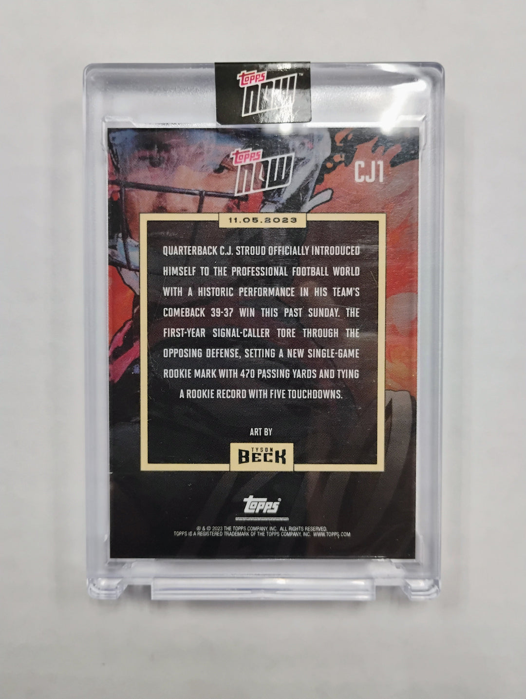 2023 Topps Now Football CJ Stroud RC #'D161/199 Single Game Passing Record CJ1