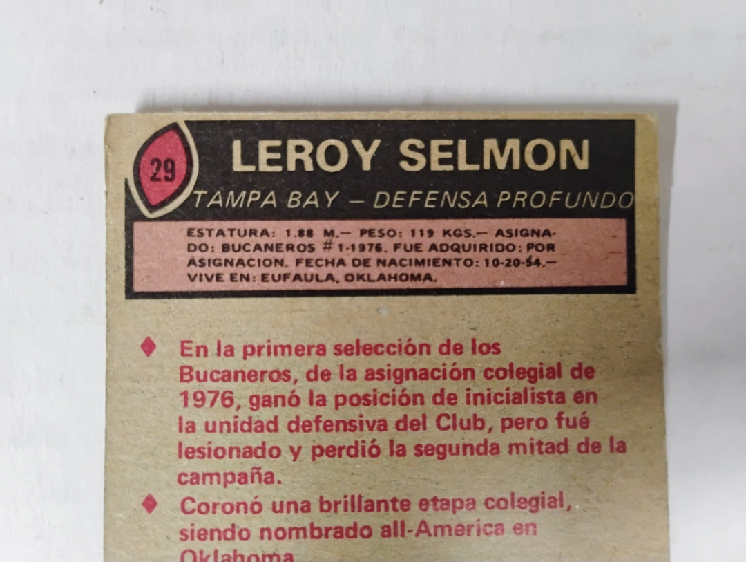 1977 Topps Mexican Football Leroy Selmon #29 RC
