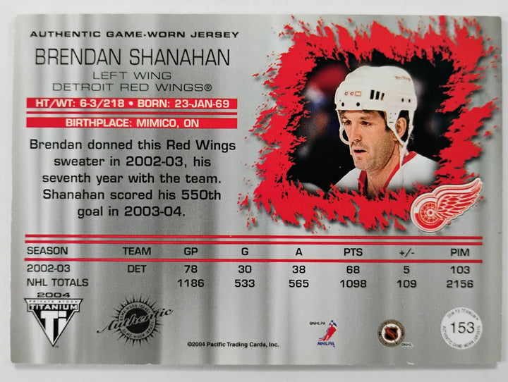 2003-04 Private Stock Titanium Hockey Brenden Shanahan #153 Authentic Game-Worn Jersey 623/875