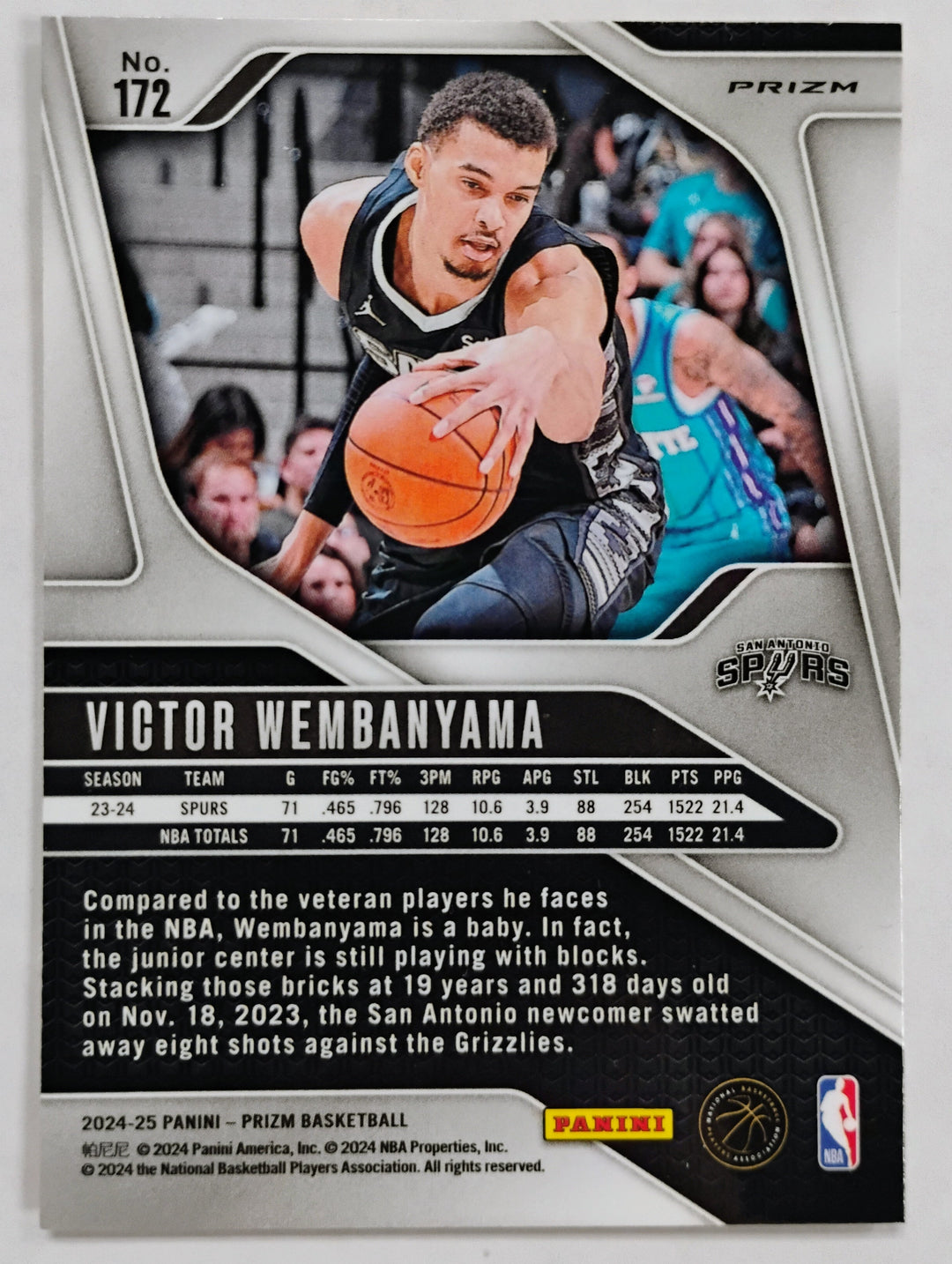 2024-25 Panini Prizm Victor Wembanyama #172 Orange Ice Prizm