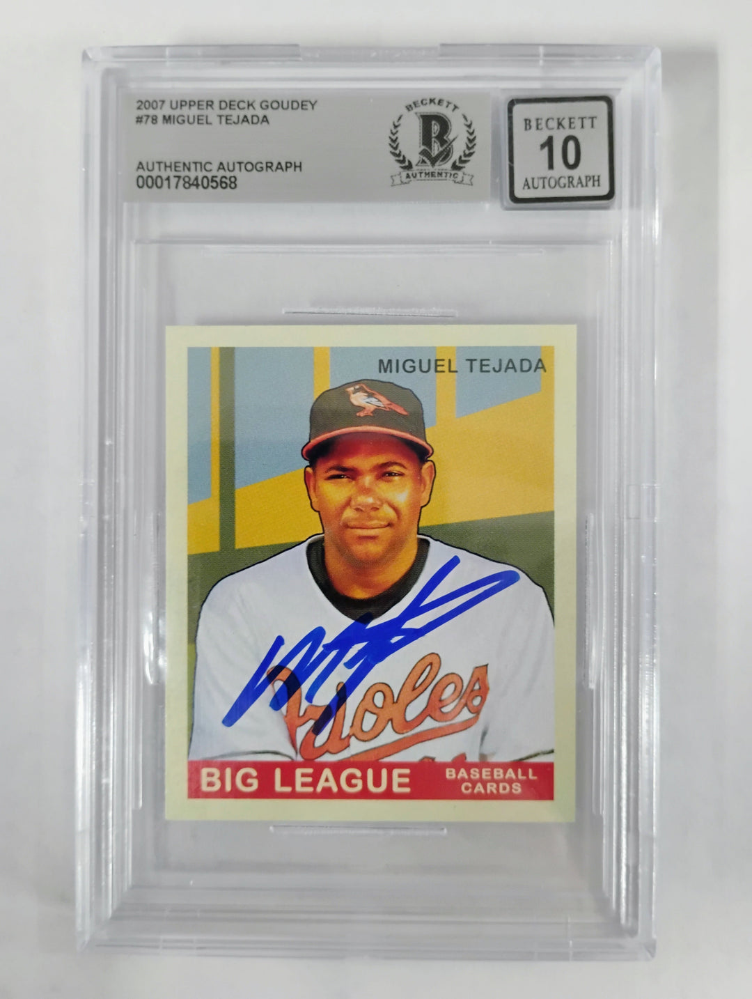 2007 Upper Deck Goudey Miguel Tejada Authentic Autograph Beckett 10