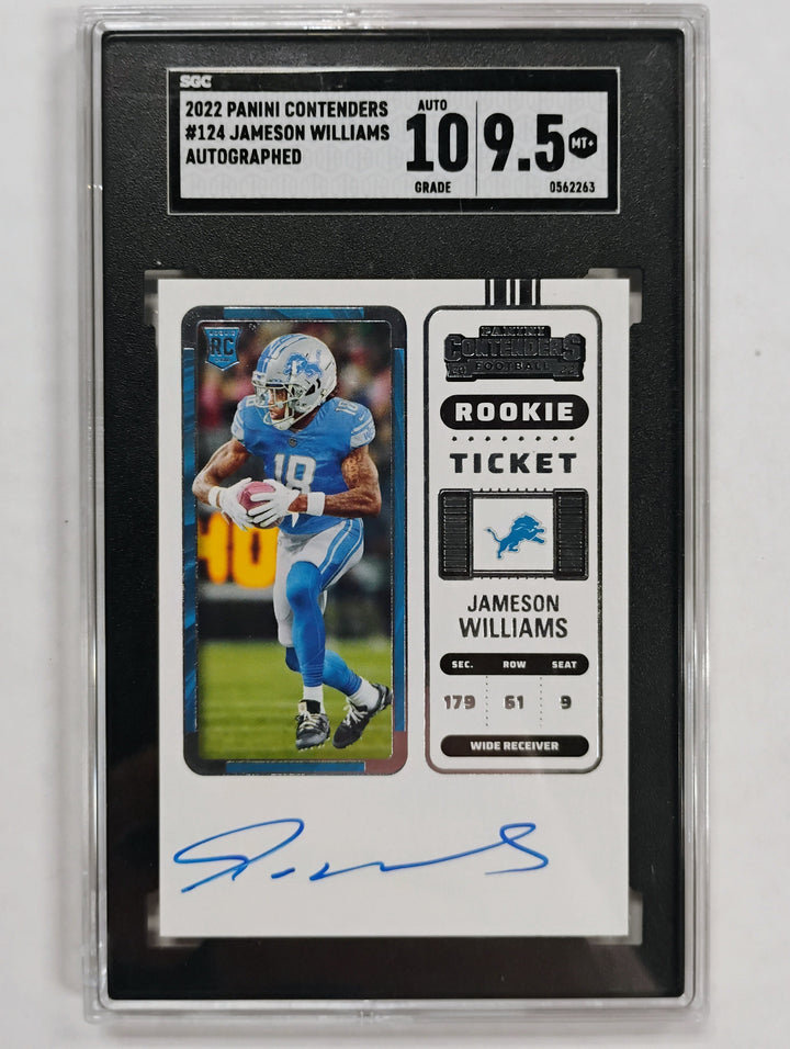 2022 Panini Contenders Jameson Williams #124 Autographed 10 SGC 9.5