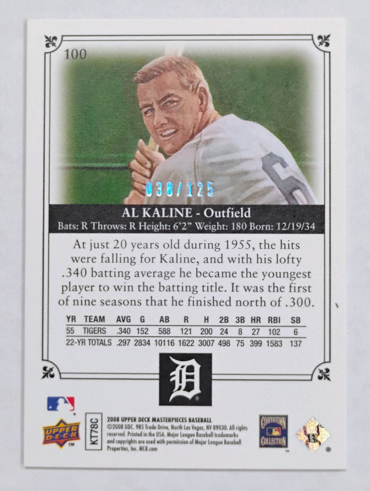2008 Upper Deck Masterpices Baseball Al Kaline #100 Dark  Blue/125
