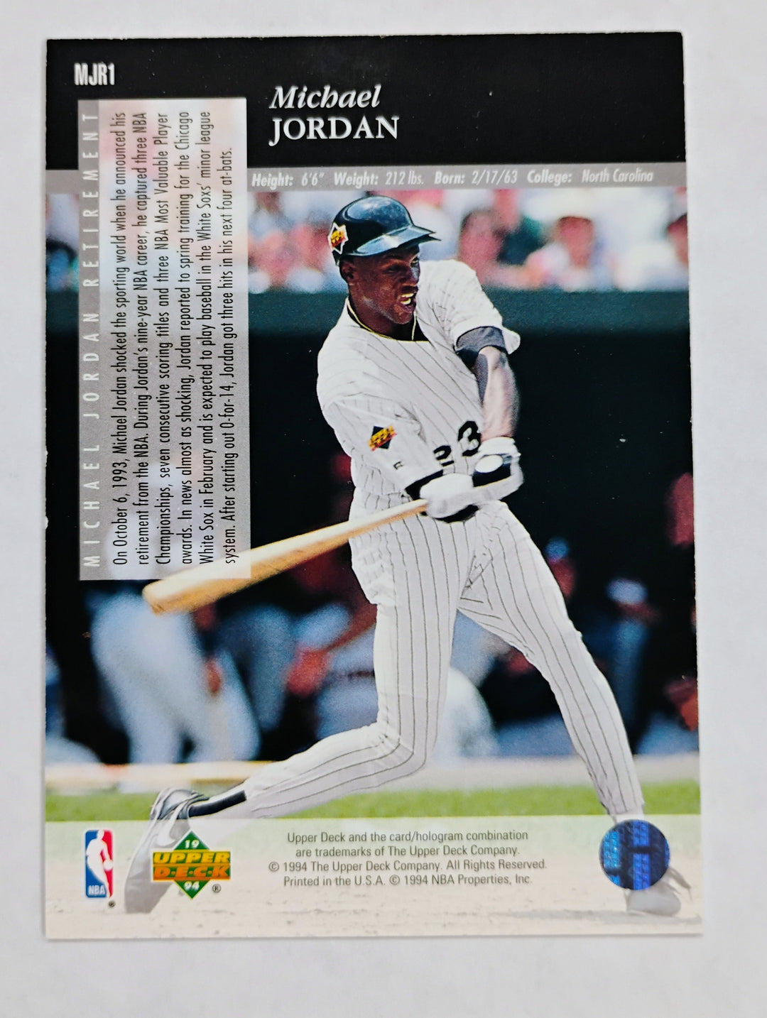 1994 Upper Deck Baseball Michael Jordan #MJR1 Electric Diamond