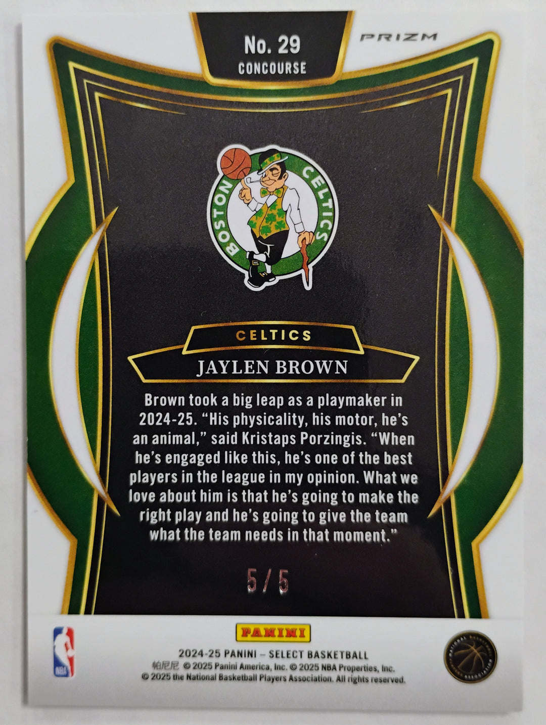 2024-25 Panini Select Basketball Jaylen Brown #29 Concourse Neon Purple Prizm 5/5