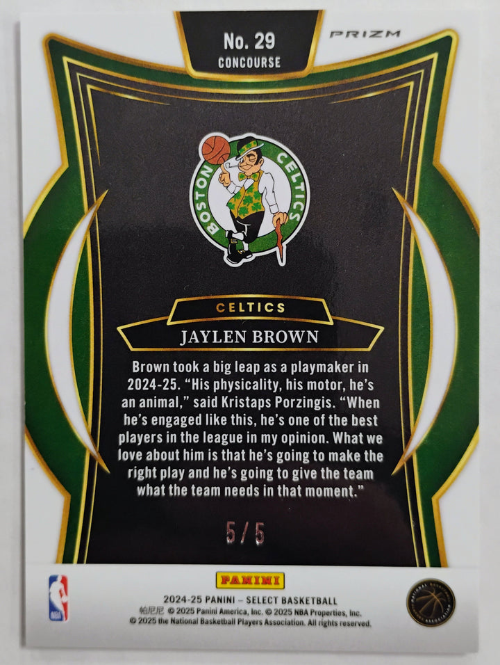 2024-25 Panini Select Basketball Jaylen Brown #29 Concourse Neon Purple Prizm 5/5