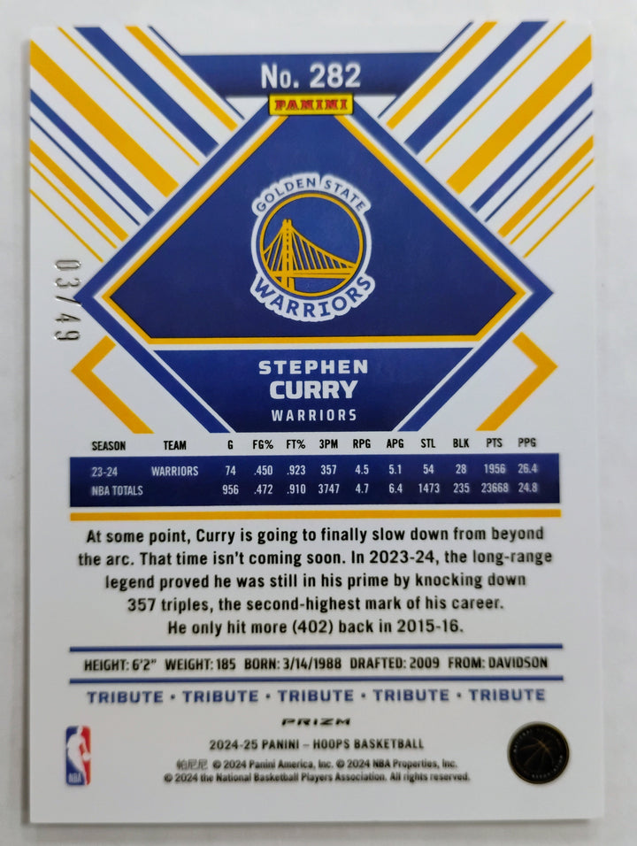 2024-25 Panini NBA Hoops Stephen Curry #282 Red Scope Prizm 03/49