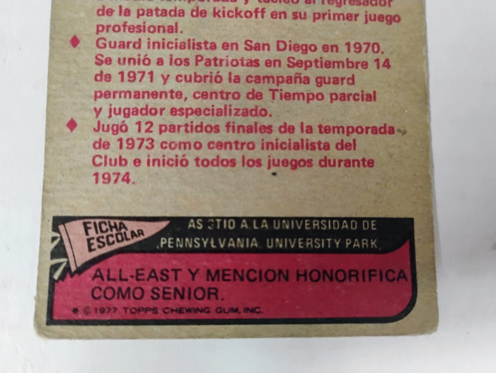 1977 Topps Mexican Football Bill Lenkaitis #38