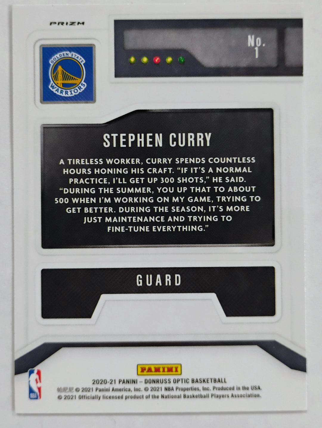 2020-21 Panini Donruss Optic Basketball Stephen Curry #1 T-Minus 3...2...1... Prizm