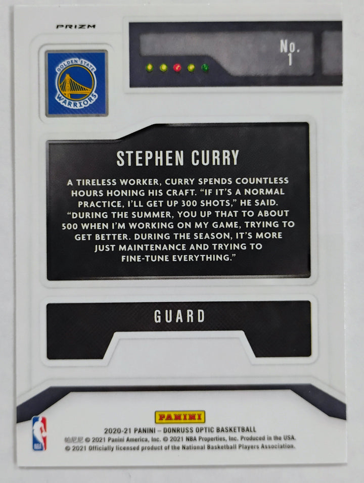 2020-21 Panini Donruss Optic Basketball Stephen Curry #1 T-Minus 3...2...1... Prizm