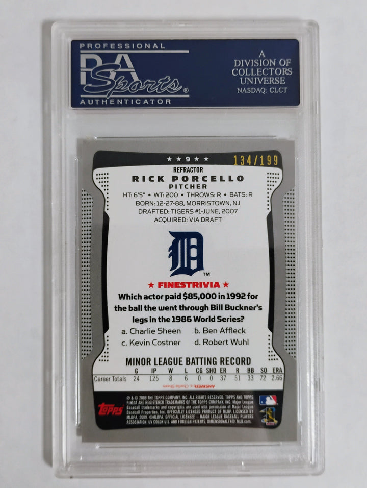 2009 Finest Baseball Rick Porcello Rookie Redemption Refractor #9 PSA GEM Mint 10