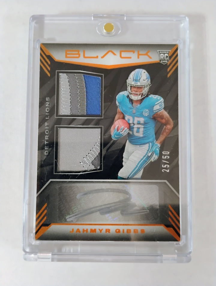 2023 Panini Black Rookie Signature Materials Football  Jahmyr Gibbs RC 25/50  RSM-14
