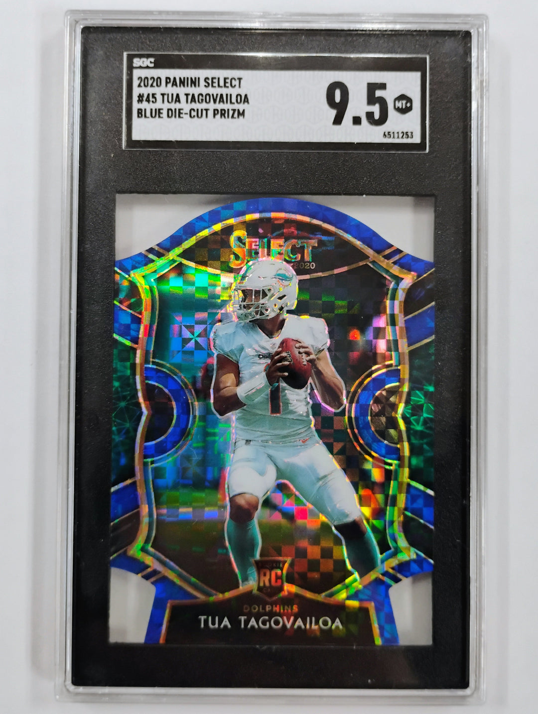 2020 Select Football Tua Tagovailoa #45 Blue Die-Cut Prizm Concourse SGC 9.5 MT+