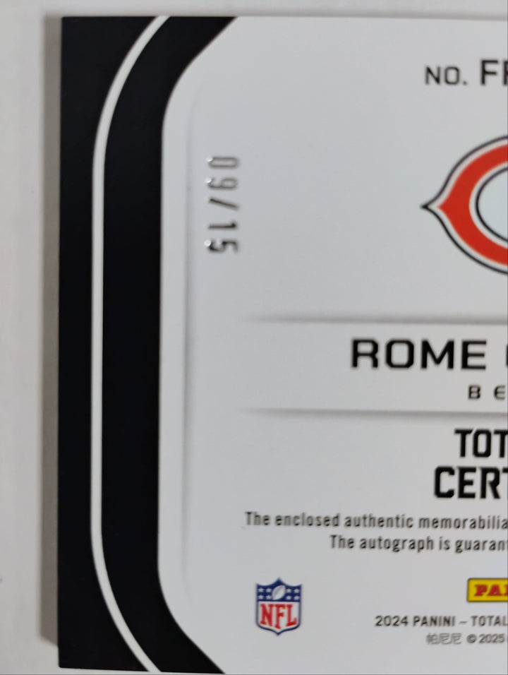 2024-25 Panini Totally Certified Football Rome Odunze RC Auto/Relic # FFS-ROE