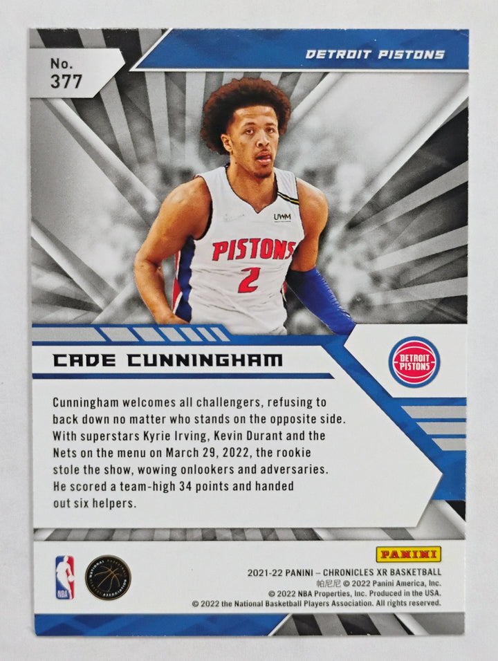 2021-22 Panini Chronicles XR Basketball Cade Cunningham RC #377