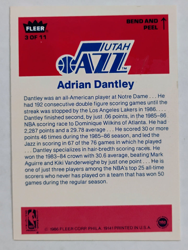 1986-87 Fleer Basketball Adrian Dantley #3