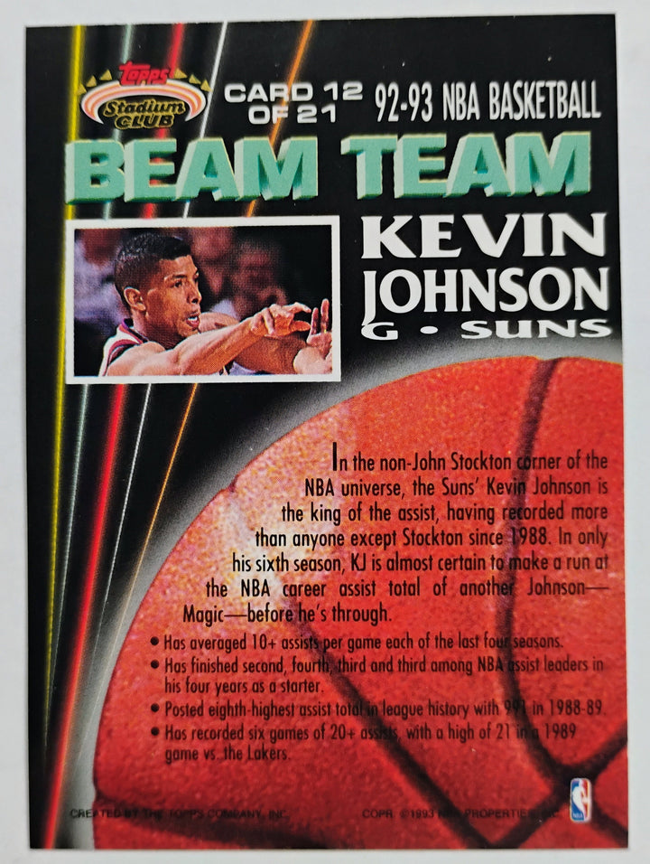 1992-93 Stadium Club Kevin Johnson #12 Beam Team