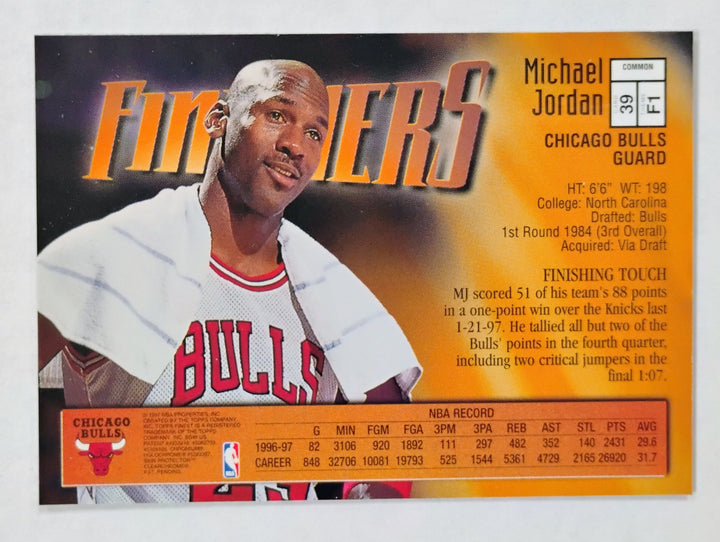 1997-98 Topps Finest Basketball Michael Jordan #39 Finishers W/Coating