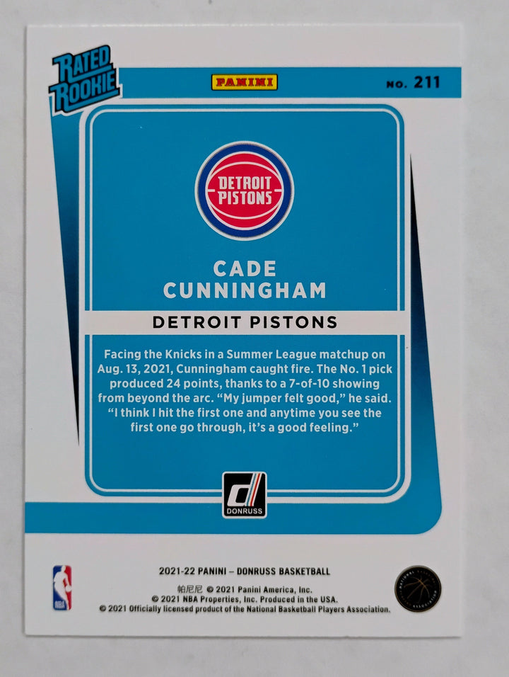 2021-22 Panini Donruss Cade Cunningham Rated Rookie #211