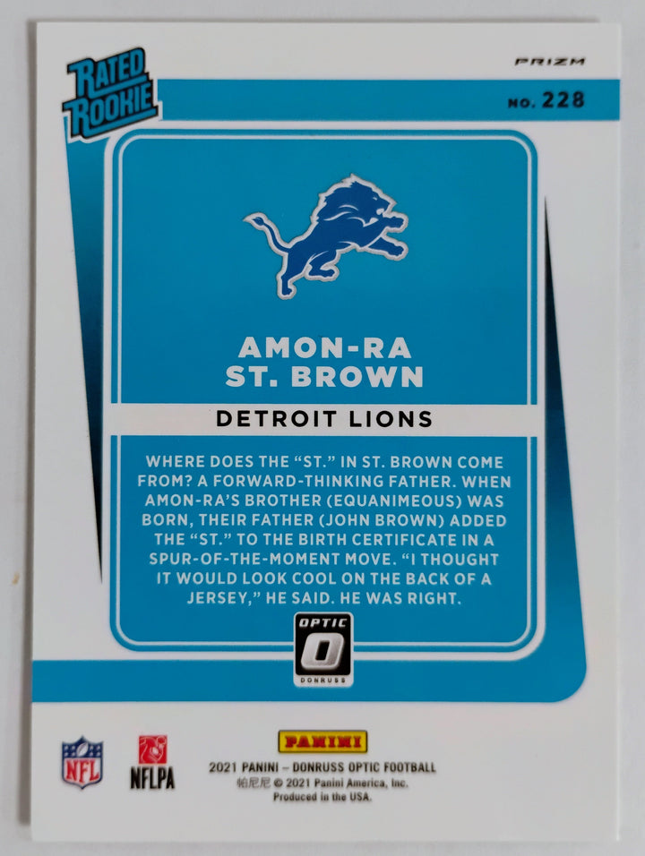 2021 Donruss Optic Football Amon-Ra St. Brown RR #228 Silver Holo Prizm