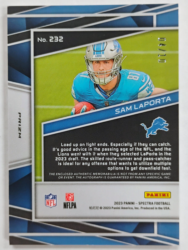 2023 Spectra Football Sam Laporta #232 Prizm /10