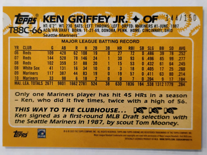 2023 Topps Chrome Baseball Ken Griffey Jr. #T88C-66 Blue Mojo 35th Anniversary 144/150