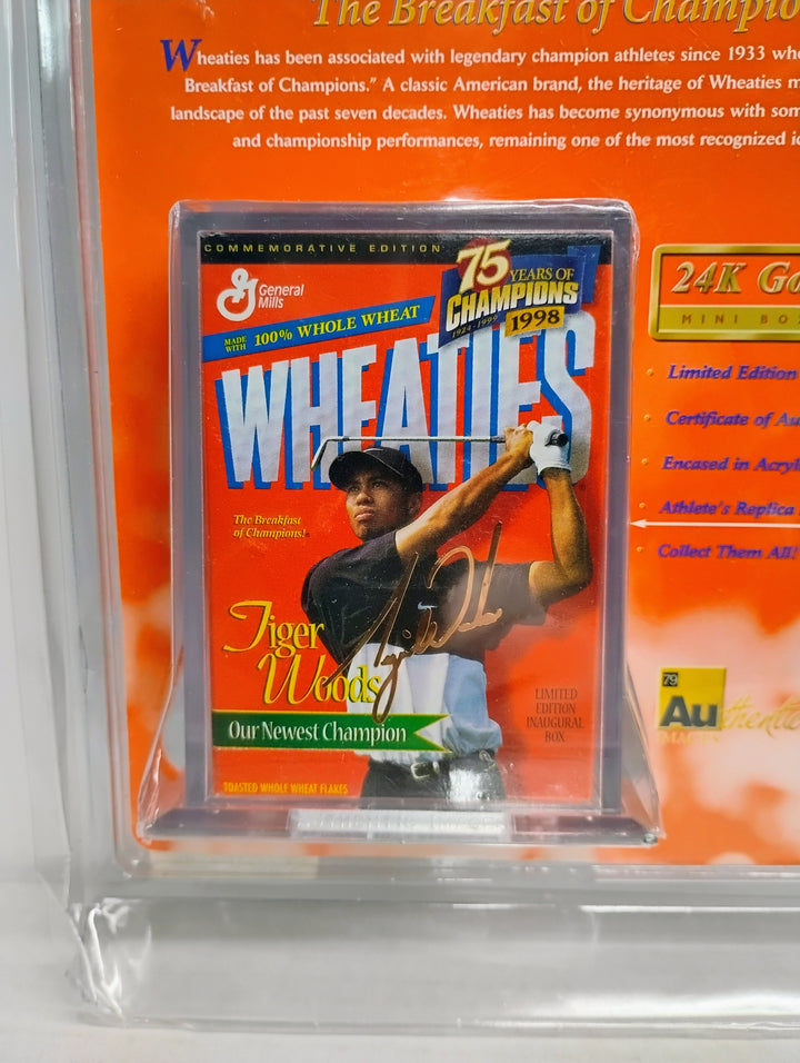 1999 Wheaties 75 Years Of Champions 1924-1999 Tiger Woods 24K Gold Signiture Series