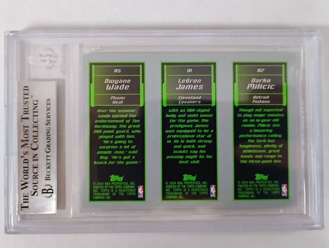 2003-04 Topps Basketball Rookie Matrix Milicic/James/Wade #MJW Beckett Mint 9