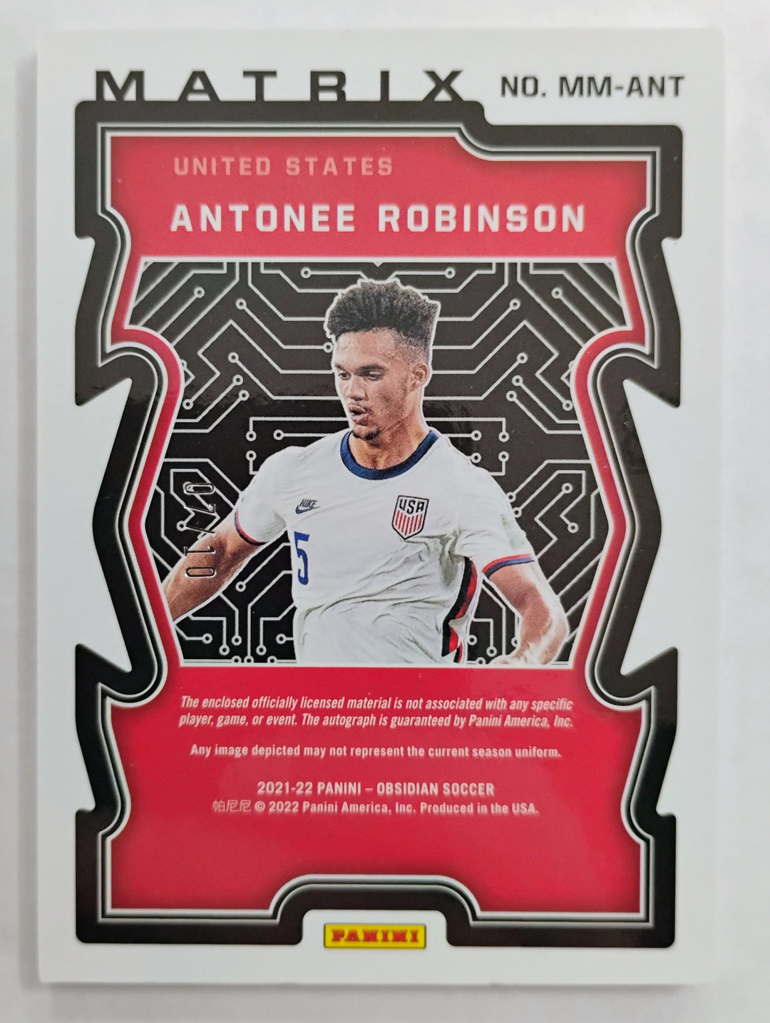 2021-22 Panini Obsidian Soccer Antonee Robinson #NM-ANT Matrix 07/10