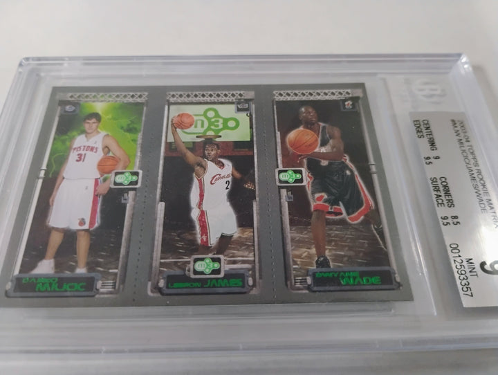 2003-04 Topps Basketball Rookie Matrix Milicic/James/Wade #MJW Beckett Mint 9