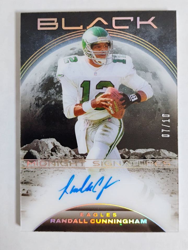 2024 Panini Black Football Randall Cunningham Midnight Signatures #'D 07/10 Gold Auto