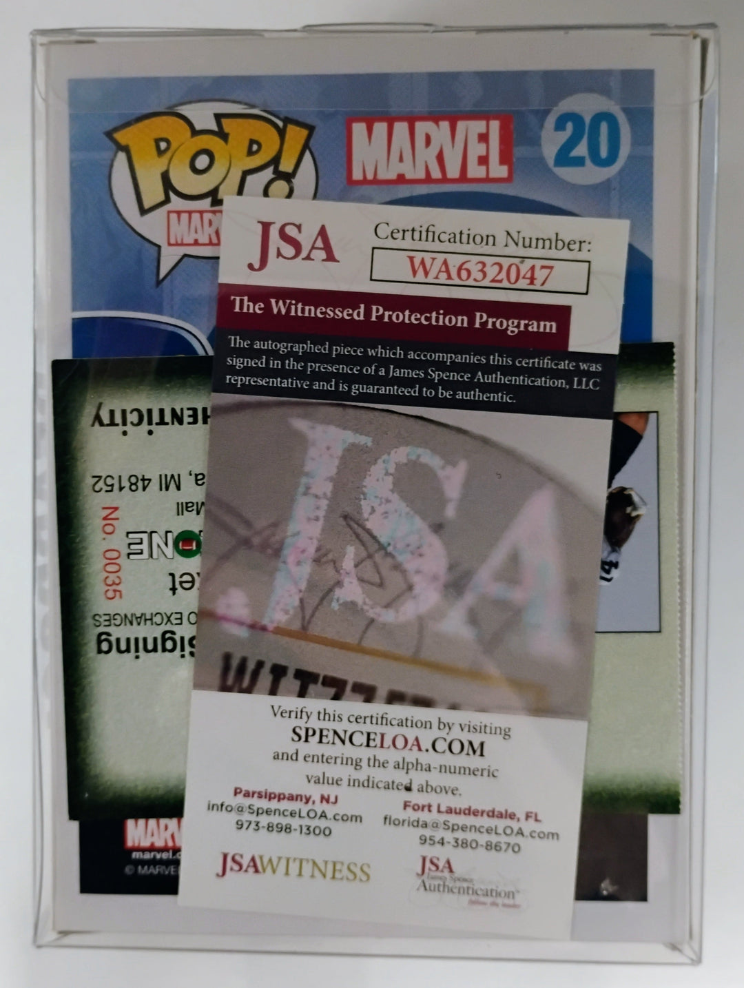 Funko Pop! #20 X-Men  Deadpool - Roman Wilson  #14 Inscribed "Go Blue" JAS Certified