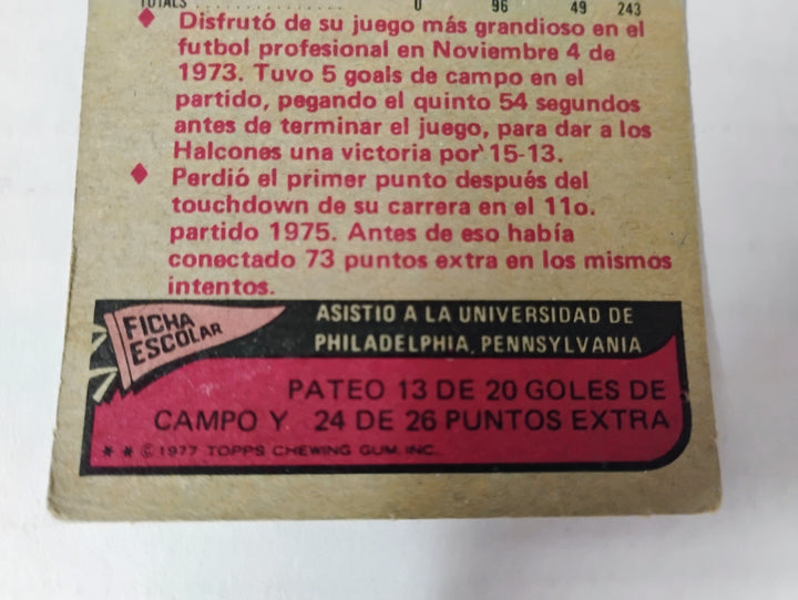 1977 Topps Mexican Football Nick Mike-Mayer #37